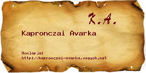 Kapronczai Avarka névjegykártya